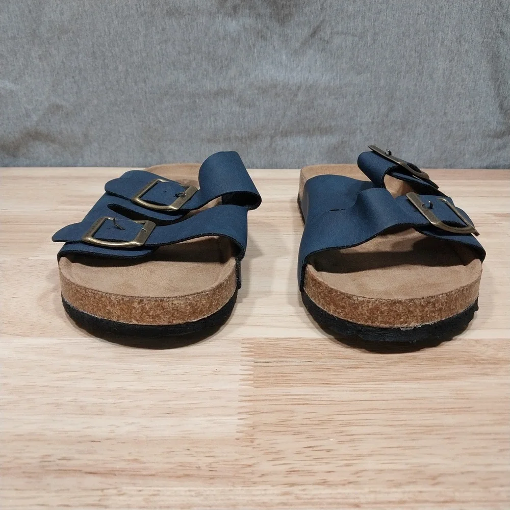 Lucky Brand Kids Slide Sandals Double Buckle Size 2M Navy Blue